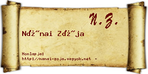 Nánai Zója névjegykártya